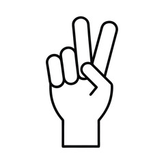 High resolution vector graphic of two hands displaying victory fingers ideal for celebratory designs presentations and marketing materials available in various color options