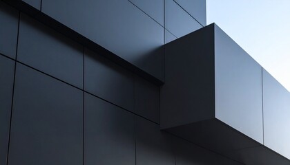 Fototapeta premium Modern Dark Gray Building Exterior Architectural Detail.