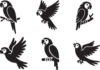 Parrot Bird Silhouette Icon Set