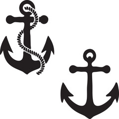 Anchor Silhouette Icon Set Black Vector