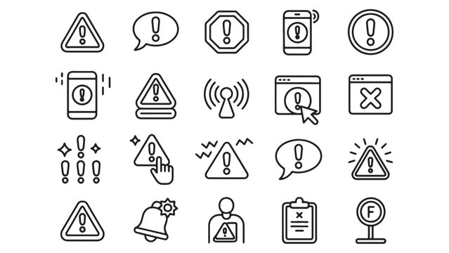 Comprehensive Warning & Alert Icon Set EPS Vector Graphics for Websites and Applications