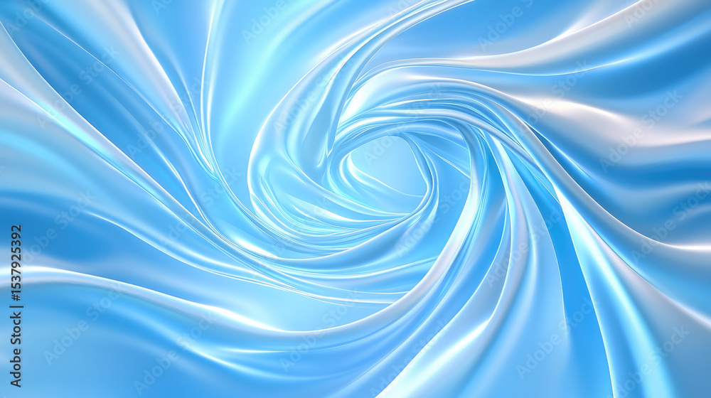 Poster Swirl blue abstract smooth shiny fabric texture background dynamic energy motion futuristic light wave