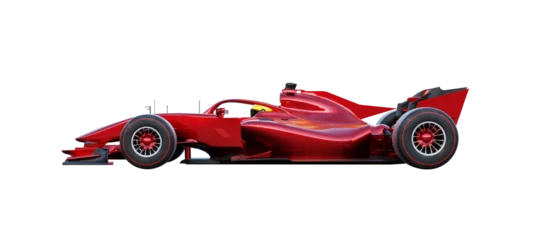 Gordijnen 3d rendering red modern formula one car racing isolated on transparent background © jamesteohart