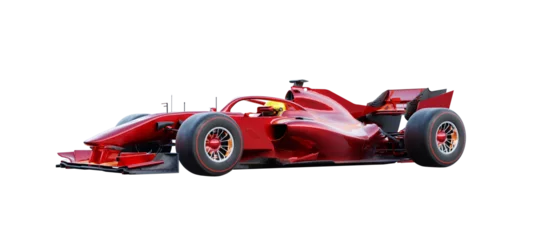 Fotobehang Formule 1 3d rendering red racing car speeding on transparent background  © jamesteohart