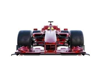 Gordijnen 3d rendering red racing car speeding on transparent background © jamesteohart
