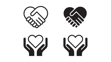 Obraz premium Heart Hands Icons Set Vector EPS Illustrations of Love, Care, and Support for Design Projects