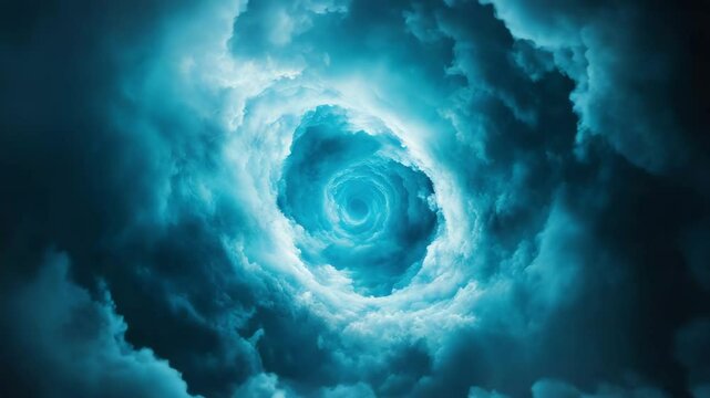 Swirling blue cloud vortex sky creates dramatic mysterious atmosphere with dynamic movement depth natural weather phenomenon spiral storm atmosphere weather spiral vortex sky natural storm weather