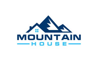 Mountain house combination logo design vector illustration