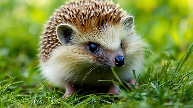A cute hedgehog exploring a lush green garden.