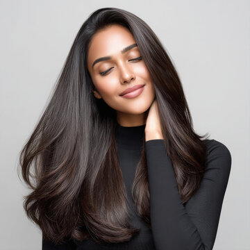 Young beautiful indian woman with shiny smooth hair