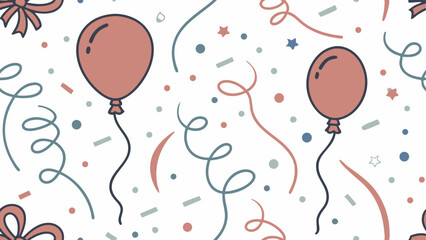 Vector birthday horizontal seamless pattern ornament background Ai Generate 