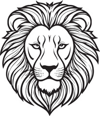 Obraz premium A bold and symmetrical vector icon of a lion’s head, representing courage, strength, leadership, and royalty. Ideal for logo design, tattoos, heraldic symbols, or branding elements.