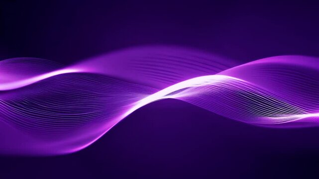 A mesmerizing digital motion background of twisting flowing light particles in vivid purple tones rendered in seamless 4K animation