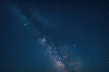 Stunning milky way galaxy at night with bright stars sparkling in clear night sky