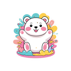 Aesthetic Korean Bear Sticker PNG