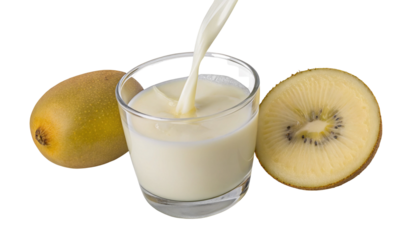 Golden kiwi and milk drink photography for healthy food and beverage concepts and delicious fruit smoothie ideas