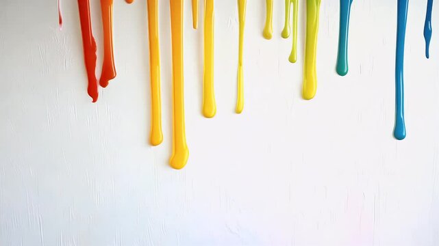 Dynamic 4K visual colored paint dripping wall designed seamless transitions included alpha matte flexible editing purposes