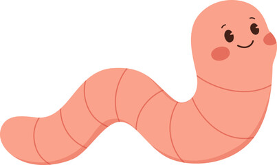 Cute Cartoon Worm Illustration

