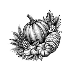 Vintage pumpkin harvest vector illustration