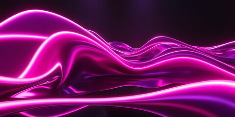 Futuristic Pink Light Waves on Dark Background

