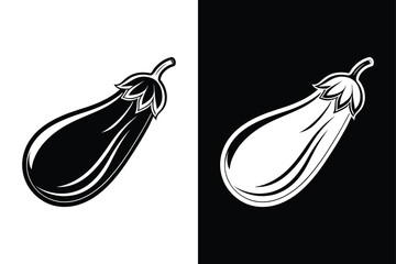Eggplant Icon in Filled Style. Fresh Vegetable Symbol on White Background