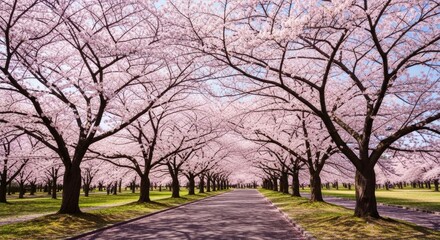Serene Cherry Blossom Tunnel: A Springtime Dream