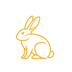Modern Yellow Bunny Logo, Simple Rabbit Emblem, Clean Vector Lines, Minimal Line Art