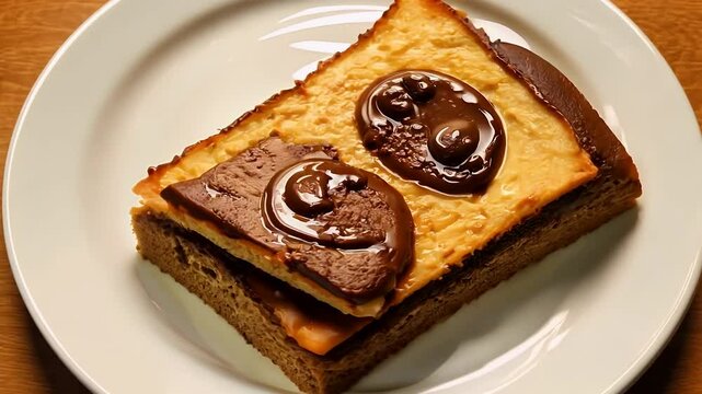 High definition rotating shot cute bear shaped chocolate spread bread ideal showcasing creative culinary designs