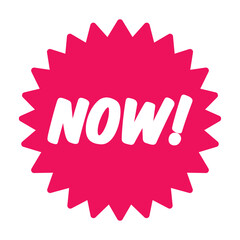 Urgent NOW Badge Vector, Pink Promo Label for Special Offers.