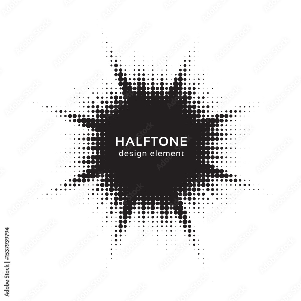 Poster burst halftone light effect. glowing light burst. abstract grunge halftone dots background. vector i