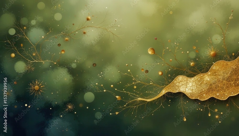 Poster abstract golden foliage with soft bokeh background for computer screens