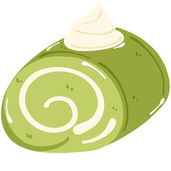 A delicious matcha green tea roll cake
