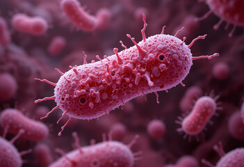 3D Rendering of Neisseria Meningitidis Bacterium in Microscopic View