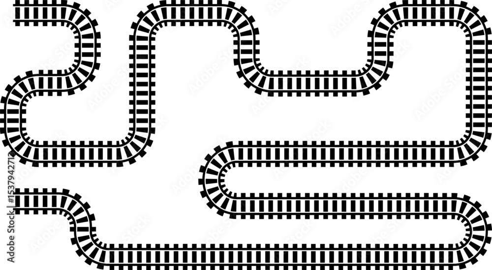 Poster railway train track vector route. rail line, subway map, and railroad elements for game ui and graph