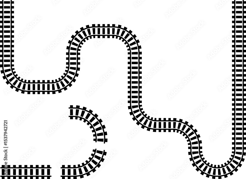Poster railway train track vector route. rail line, subway map, and railroad elements for game ui and graph