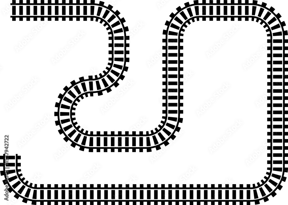 Poster railway train track vector route. rail line, subway map, and railroad elements for game ui and graph