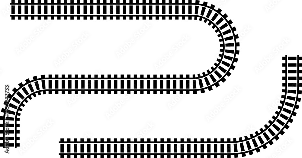 Poster railway train track vector route. rail line, subway map, and railroad elements for game ui and graph