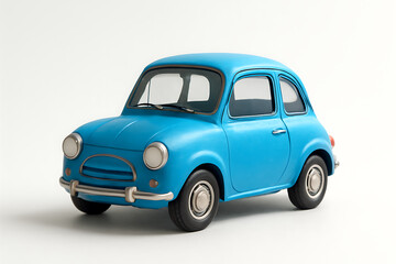 Small cute blue car isolated on white background. 3d illustration