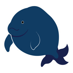 Charming Blobfish Silhouette A Minimalist and Adorable Cartoon Style Icon of This Unique Deep-Sea Creature, Perfect for Educational or Humorous Designs.eps