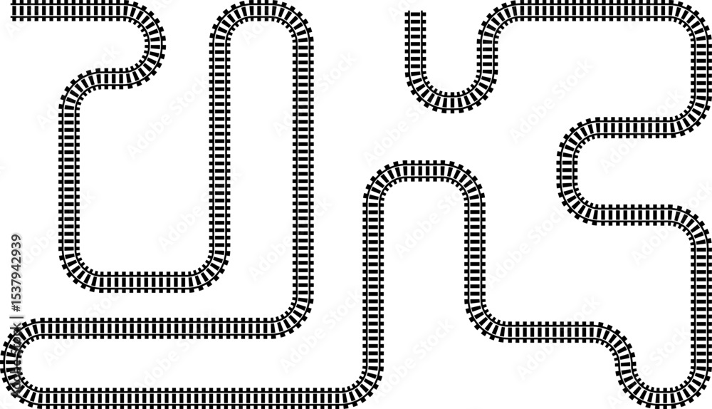 Poster railway train track vector route. rail line, subway map, and railroad elements for game ui and graph