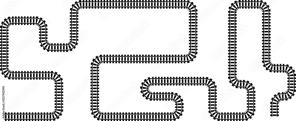 Poster railway train track vector route. rail line, subway map, and railroad elements for game ui and graph
