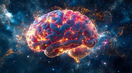 Obraz premium Human Brain in Cosmic Nebula