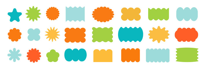 Abstract geometric shapes and icons. Colorful groovy brutal figures. Modern Swiss design aesthetic.