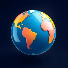 Fototapeta premium Colorful earth globe rotating in space depicting global geography