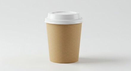 Kraft Paper Coffee Cup with White Lid Eco-Friendly Takeaway Beverage Container