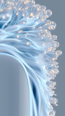 Ethereal Light: Flowing Blue Fabric with Glimmering Orbs
