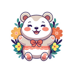 Obraz premium Aesthetic Korean Bear Sticker PNG