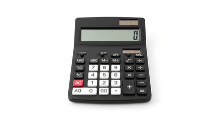 Black calculator on white background