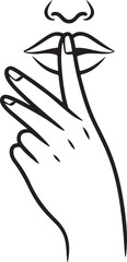 Please do quite pssst icon. Woman lips with finger showing silence sign. Do not disturb can be used for library infographic symbol.