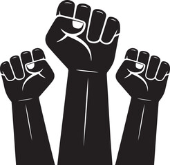 Raised fists resistance silhouette